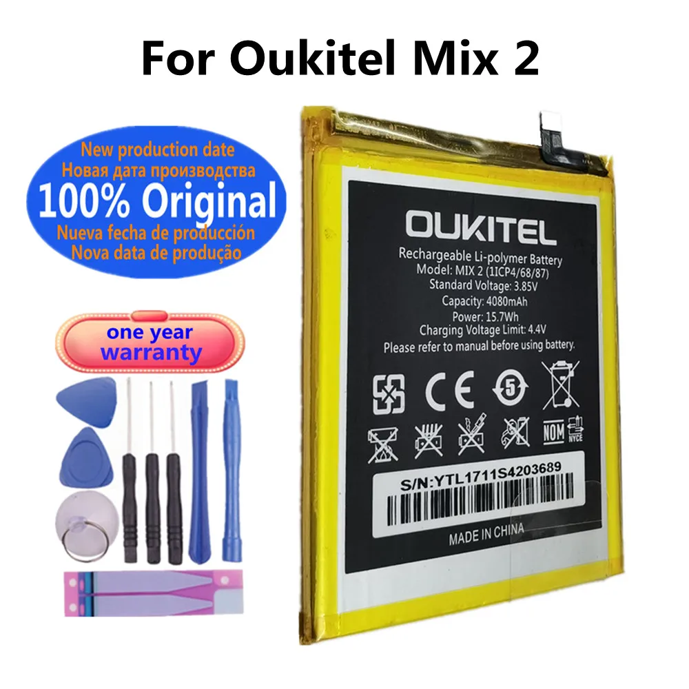 

Новинка 100% Оригинальный аккумулятор для телефона Oukitel Mix 2 Mix2 аккумулятор емкостью 4080 мАч сменные батареи батарея + номер отслеживания