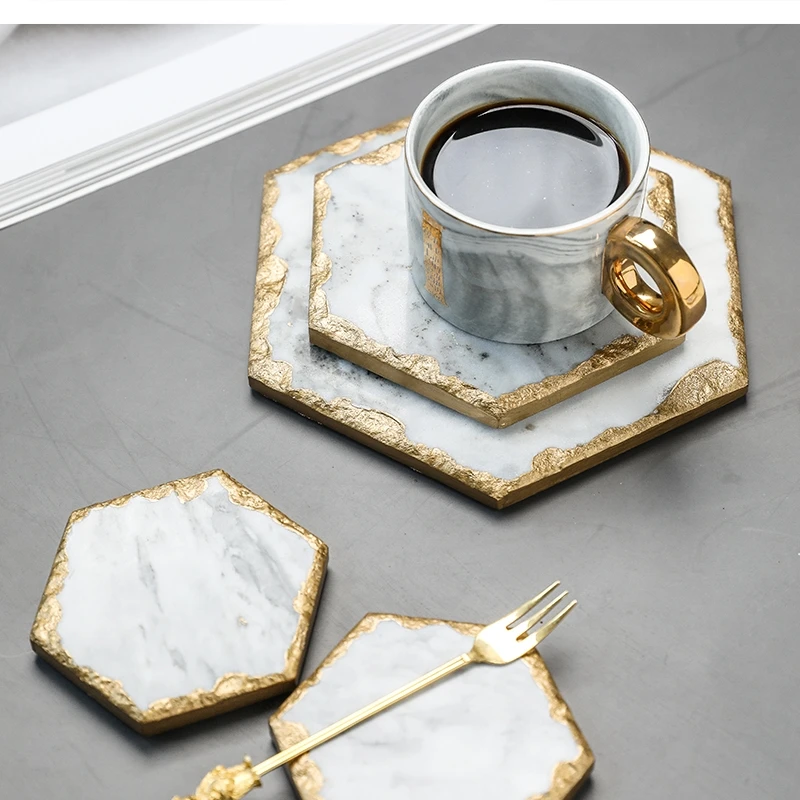 Nordic Art Luxury Marbled Ceramic Table Coasters  Home Dining Phnom Penh Insulation Placemat Jewelry Display Stand