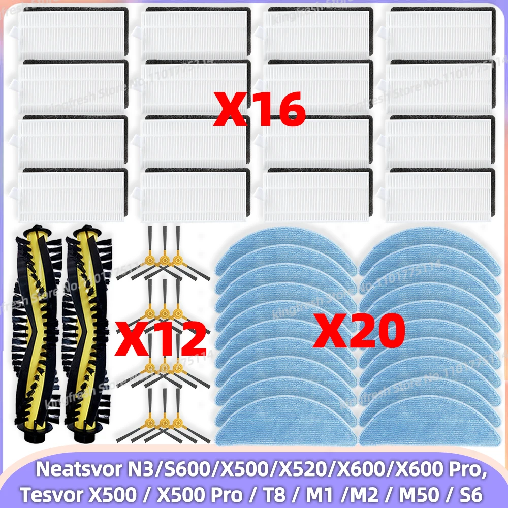 Passend für Neatsvor N3 / S600 / X500 / X520 / X600 / X600 Pro, Tesvor X500/X500 Pro/T8/M1/M2/M50/S6 Bürsten Filter Wischtuch