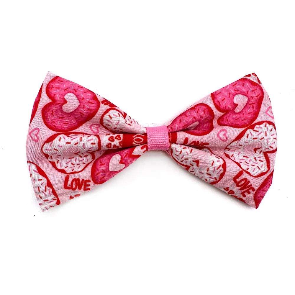 30/50pcs Valentine\'s Day Dog Bow Ties Charms Puppy Accessories Slidable Dog Collar Pink Bows Pet Supplies Small Dog Bows