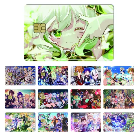 Genshin Impact Cute Paimon Nahida Razor 2.5D HD Matte PVC Sticker Film Tape Skin for Credit Card Debit Card Waterproof Sticke