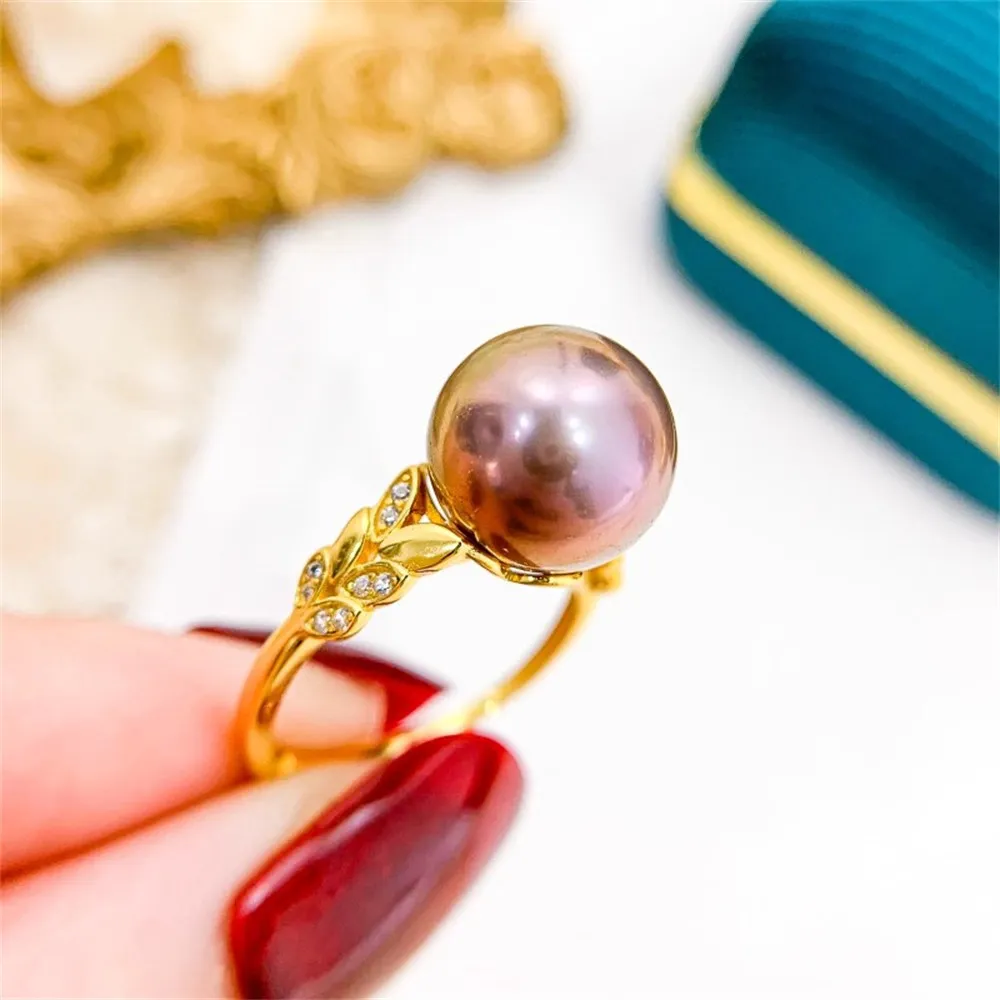 

S925 Silver Sterling Ring Inlaid Zirconia Half Hole Pearl Ring Base Resizable Design DIY Handmade Fine Jewelry Ring Accessories