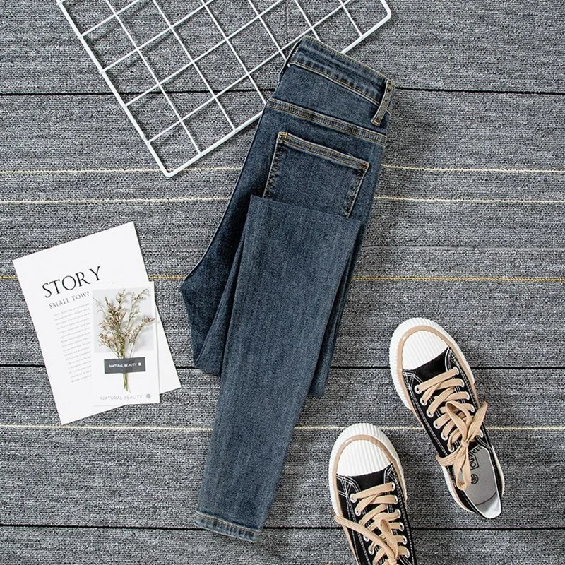 Spring Summer Bleached Pencil Jeans Women Vintage High Waist Slim Vaqueros Streetwear Wash Denim Pants Stretch Cowboy Capris