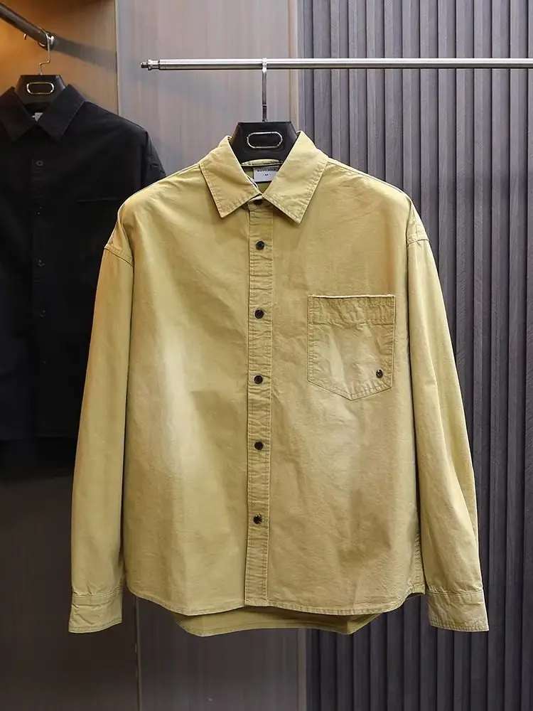 

Винтажное мужское пальто Waed с длинными рукавами, повседневное, из 100% хлопка, с отложным воротником, дышащее, удобное для ежедневной носки, однотонное