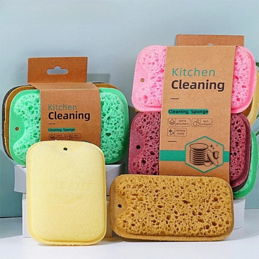 6pcs/set Washable Sponge Wipes High Density Porous Dishwashing Sponges Double Side Multi-Functional Kitchen Cleaning Brushes