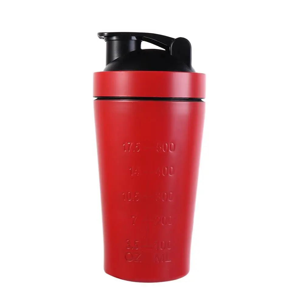 Taza de batidos de suero de acero inoxidable 304, 500ml/750ml con escala, botella de proteína en polvo, taza de agua deportiva de gran capacidad a prueba de fugas