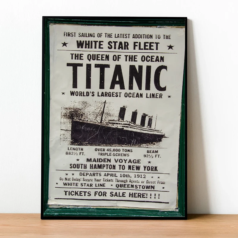 Retro Movie Titanic Ticket Sales Advertising Poster Print Canvas Painting Vintage Wall Art For Living Room Home Decor Cuadros