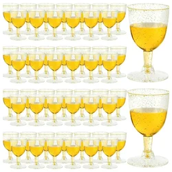 25/50Pack Disposable Plastic Wine Glasses Bubble Tea 150ml Champagne Glasses with Handles for Wedding Birthday Graduation Party