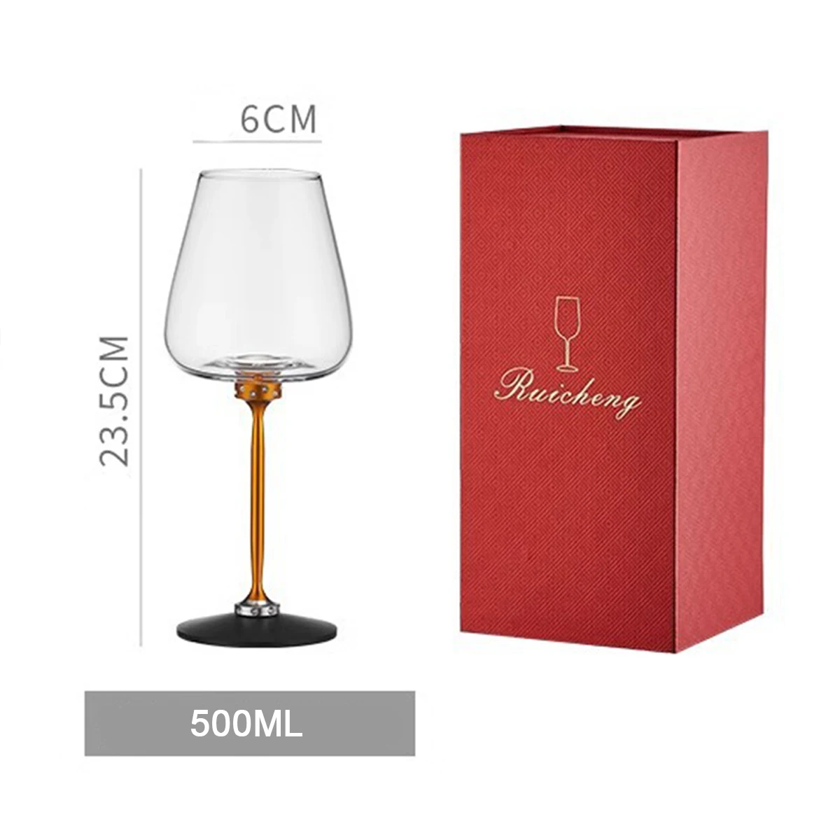 (Can Engrave Logo) 500ML Crystal Glass Red Wine Cup With Gift Box, Rotatable Cup Body, Home/Wedding High-end Goblet