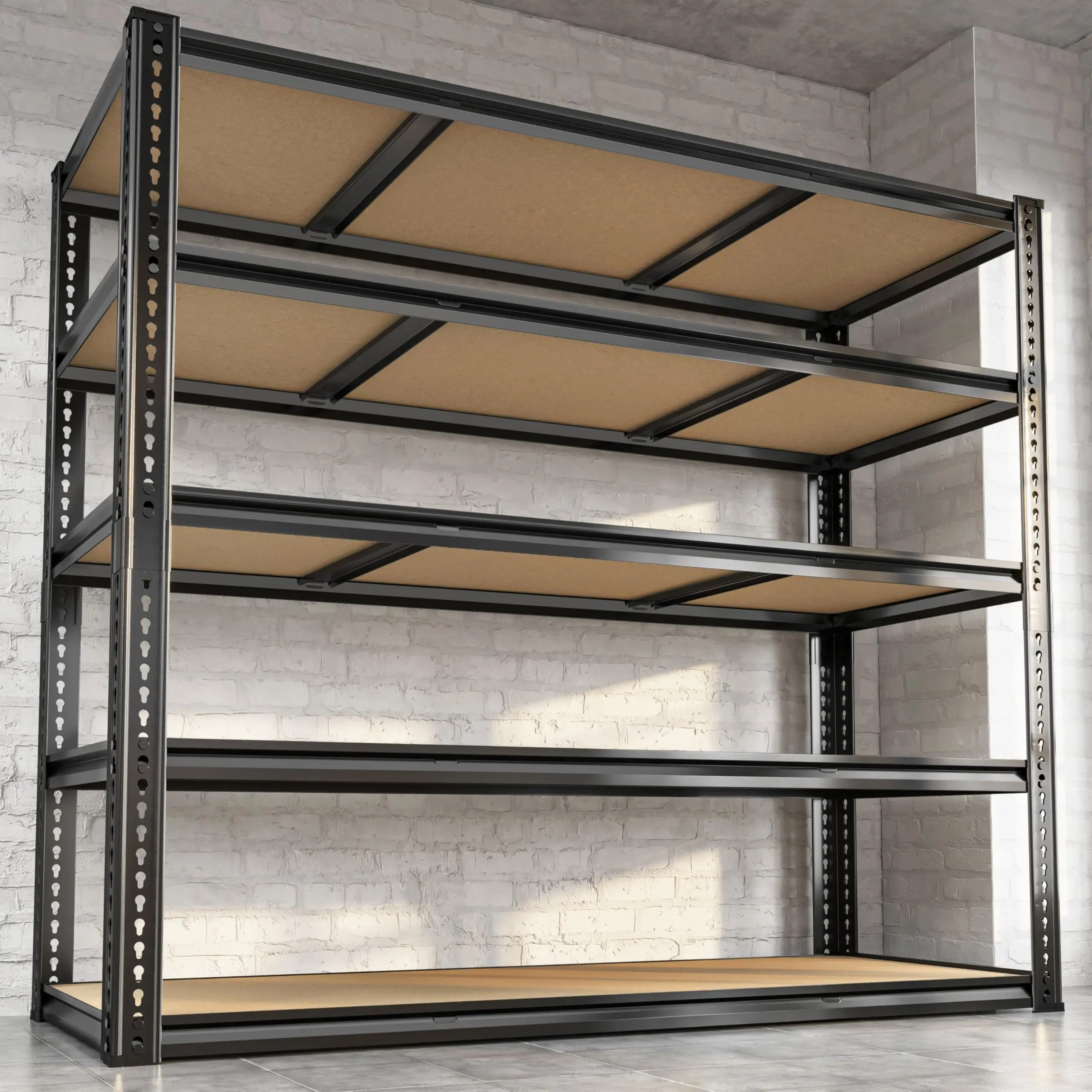 48"W Garage Shelving Heavy Duty ,5 Tier Metal Shelving Unit , 3050LBS,Black