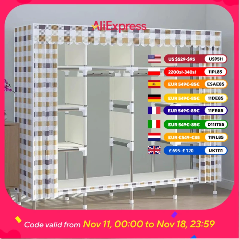 

Modern Metal Adults Wardrobes Hanging Clothes Living Room Bedroom Closet Space Saving House Roupeiros De Quarto Furniture