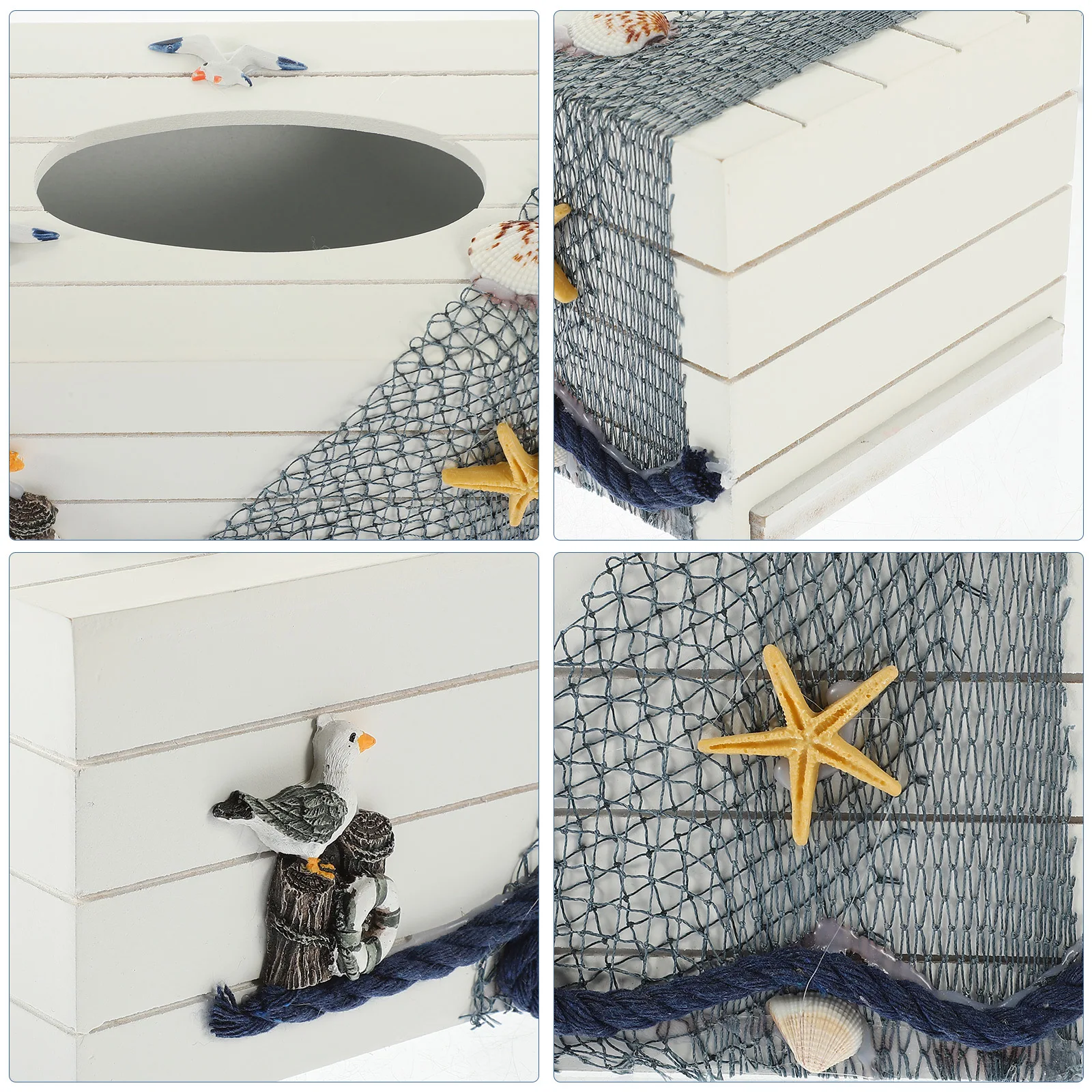 

Seagull Tissue Box Cover Mediterranean Style Napkin Holder Desktop Decor For Living Room Bedroom Home Wooden Tissue Storage Case