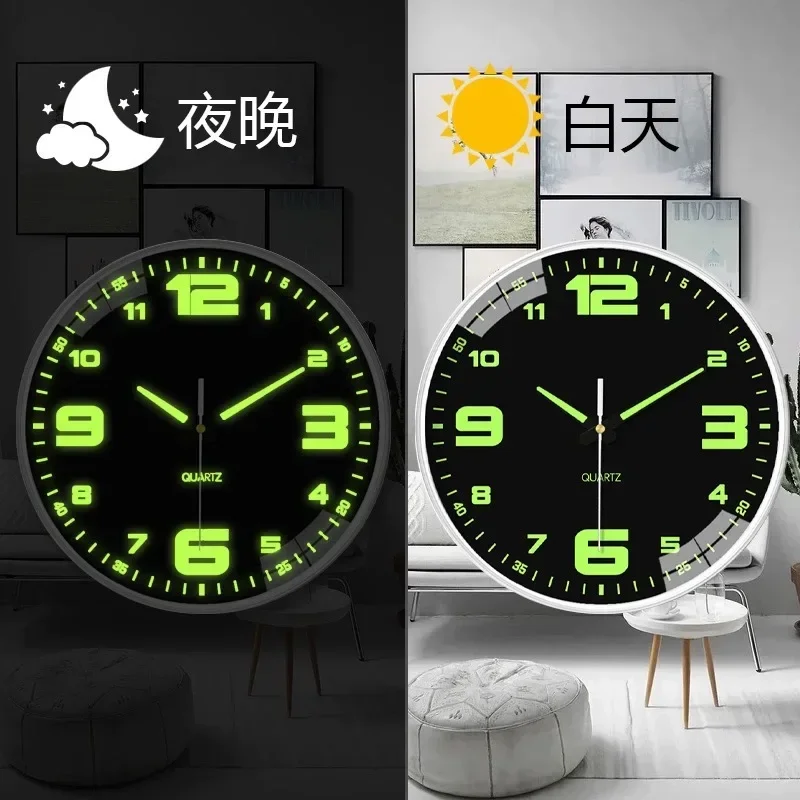 ساعة حائط مضيئة شمالية ، ساعة حائط ، ساعة كوارتز كتم الصوت ، ساعة معلقة ، وقت منزلي ، بسيط ، جديد