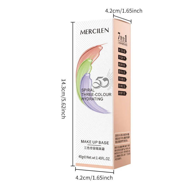 Mercilen Three-Color Contouring Isolation Cream 40g, Natural Nude Makeup, Long-Lasting Moisturizing Isolation Concealer, Brightens Skin Tone, Refreshing and Non-Greasy, Makes Skin Naturally Radiant, Suitable for All Skin Types, Skincare Holiday Gift
