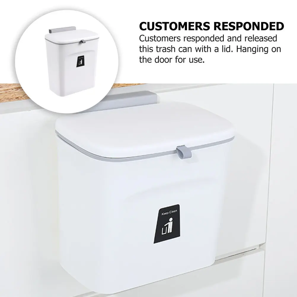1Pcs Hanging Trash Can with Lid Wall Mounted Heavy Duty Garbage Bin Space Saving Design Two Way Opening Lid Kitchen Bathroom
