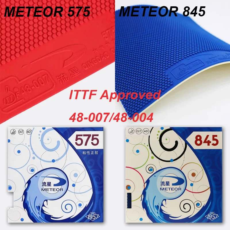METEOR 845 575 Noppen aus Tischtennis-Gummiplatte, Schwammstärke 2,0/2,1 mm, Tischtennisschläger, Gummibogen, schneller Angriff, ITTF