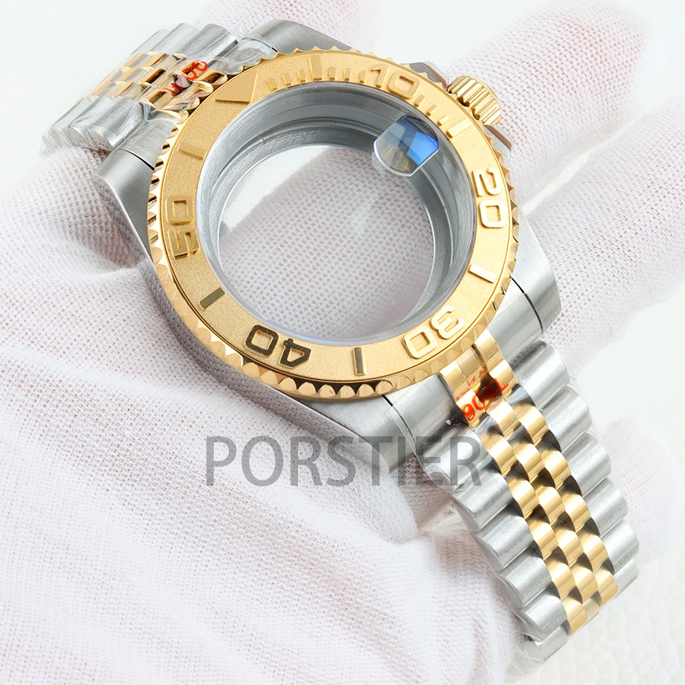 

Gold Silver Watch Case 40mm for Yacht-master NH34 NH35 NH36 NH38 movement 28.5mm Dial Sapphire Glass Waterproof High Quality