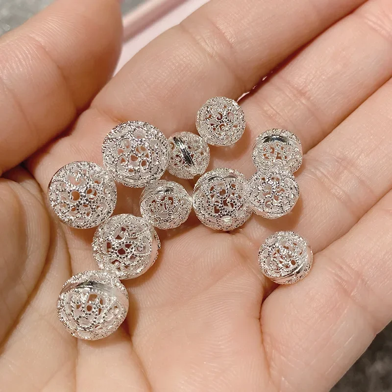 

MDL Муассанит стиль. Великолепные резные бусины посеребренные сильный цвет 6 мм-10 мм ожерелье нить браслет аксессуары