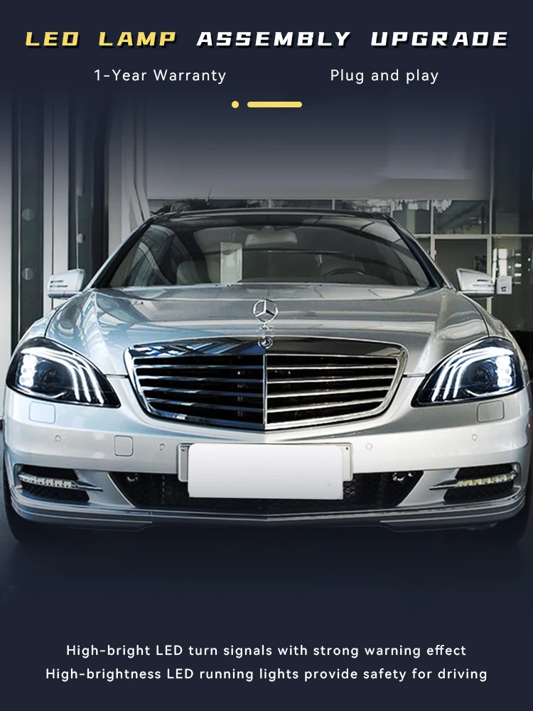 Headlight Styling FOR Mercedes Benz S-Class Front W221 s300 s350 2006-2012 Projector Lens LED Bulbs Car Stuff Mobile Accessory