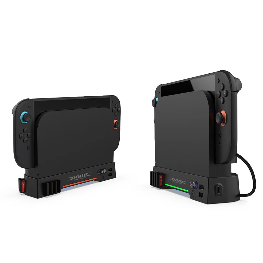 حامل قاعدة مروحة التبريد مع ضوء RGB وتخزين بطاقة الألعاب لوحدة التحكم Switch 2