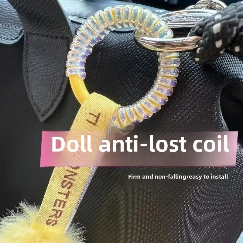 For Labubu Doll Silicone Rope Keychain Set with Clear Buckle Ring
