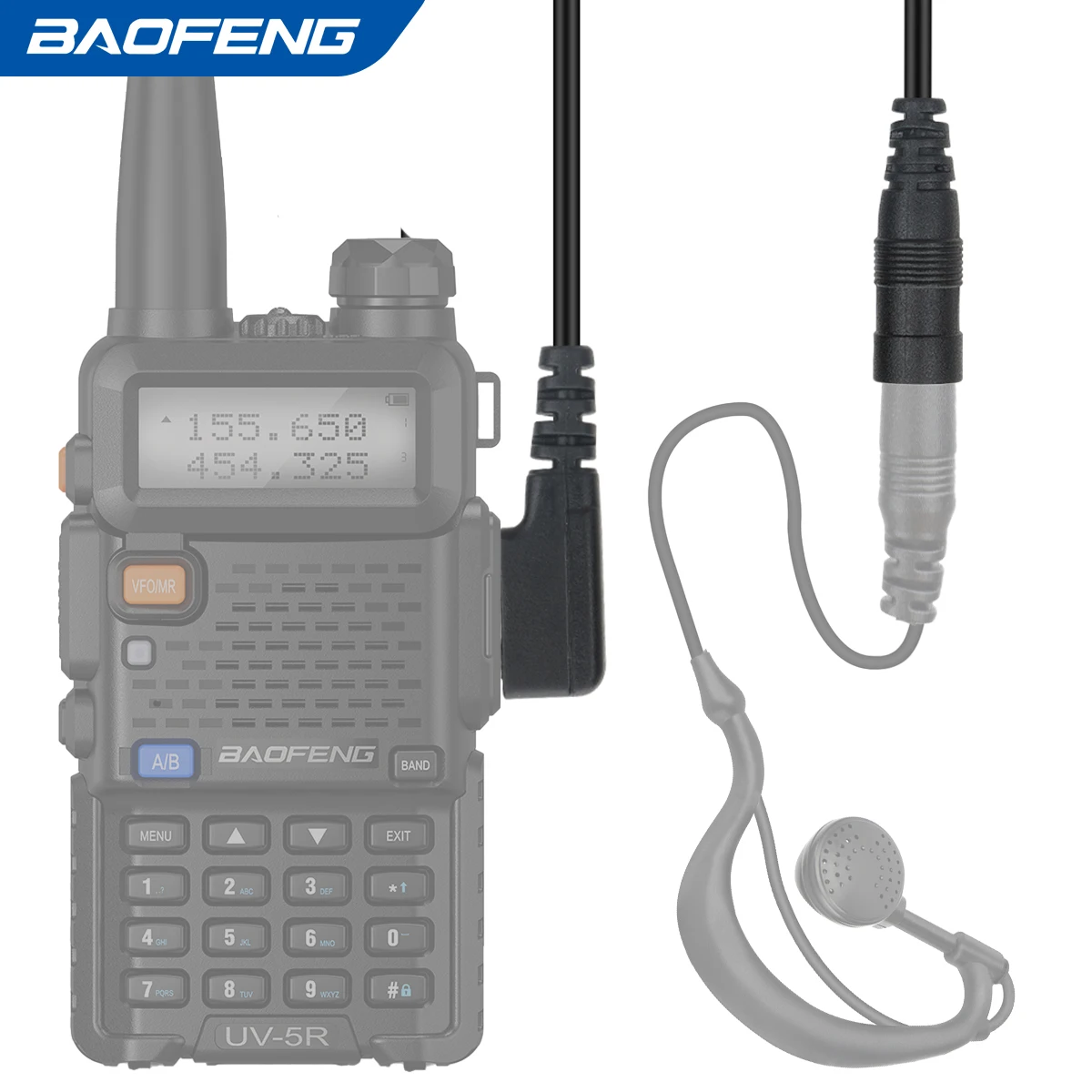 BAOFENG Earpiece Adapter 2 Pin to 3.5mm Walkie Talkies Headset Adapter Cable Compatible with UV-5R BF-888S Two Way Radio