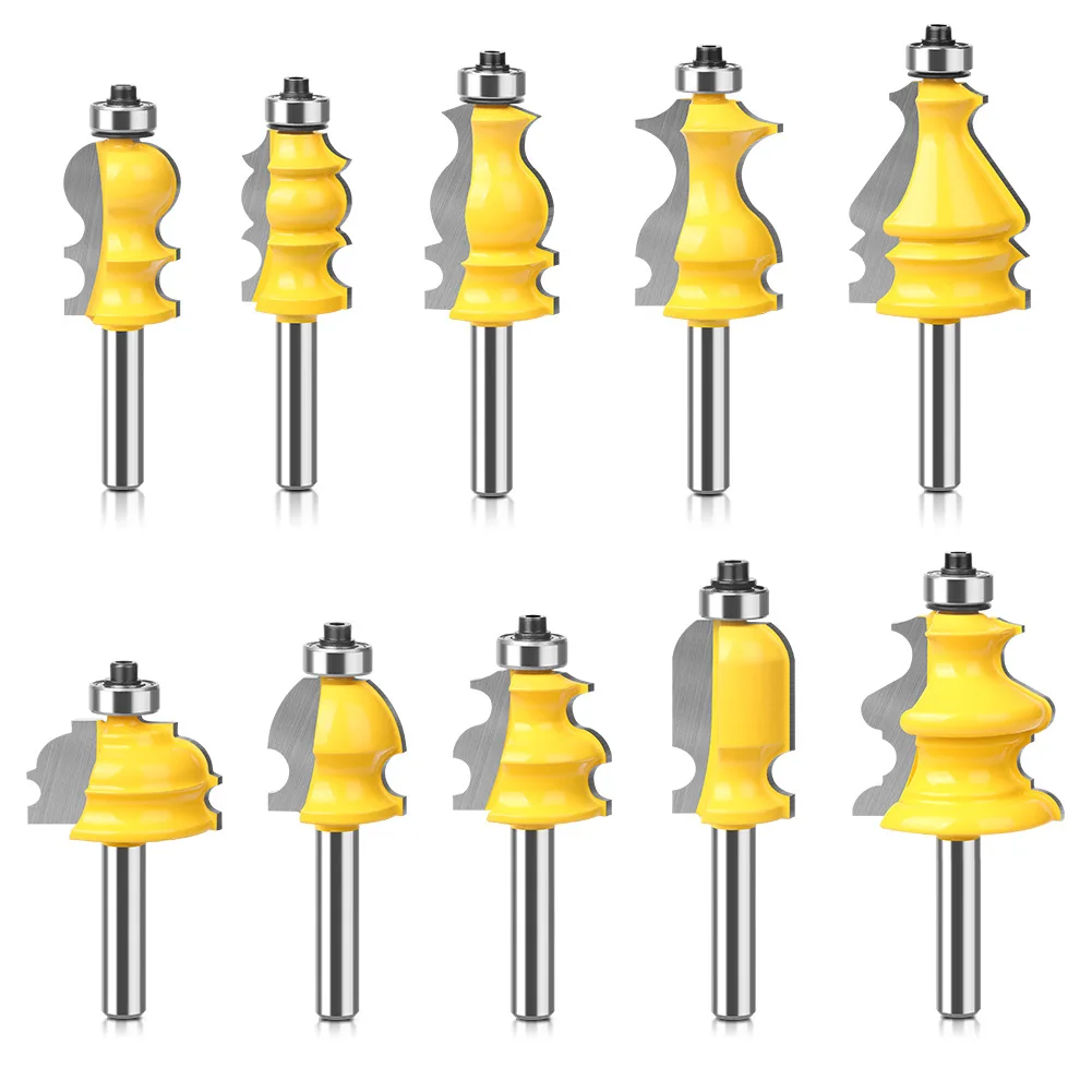 1Pcs 1/2 Inch Shank Architectural Molding Handrail Router Bit Casing Base CNC Line Woodworking Cutters Face Mill