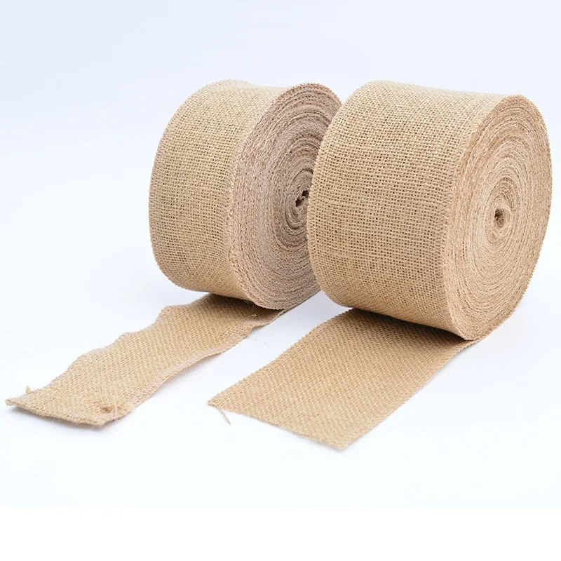 1-10Meters/Roll Natural Jute Burlap Lace Hessian Hemp Ribbon Vintage Rustic Wedding Party Christmas Decor DIY Crafts Gift Packag