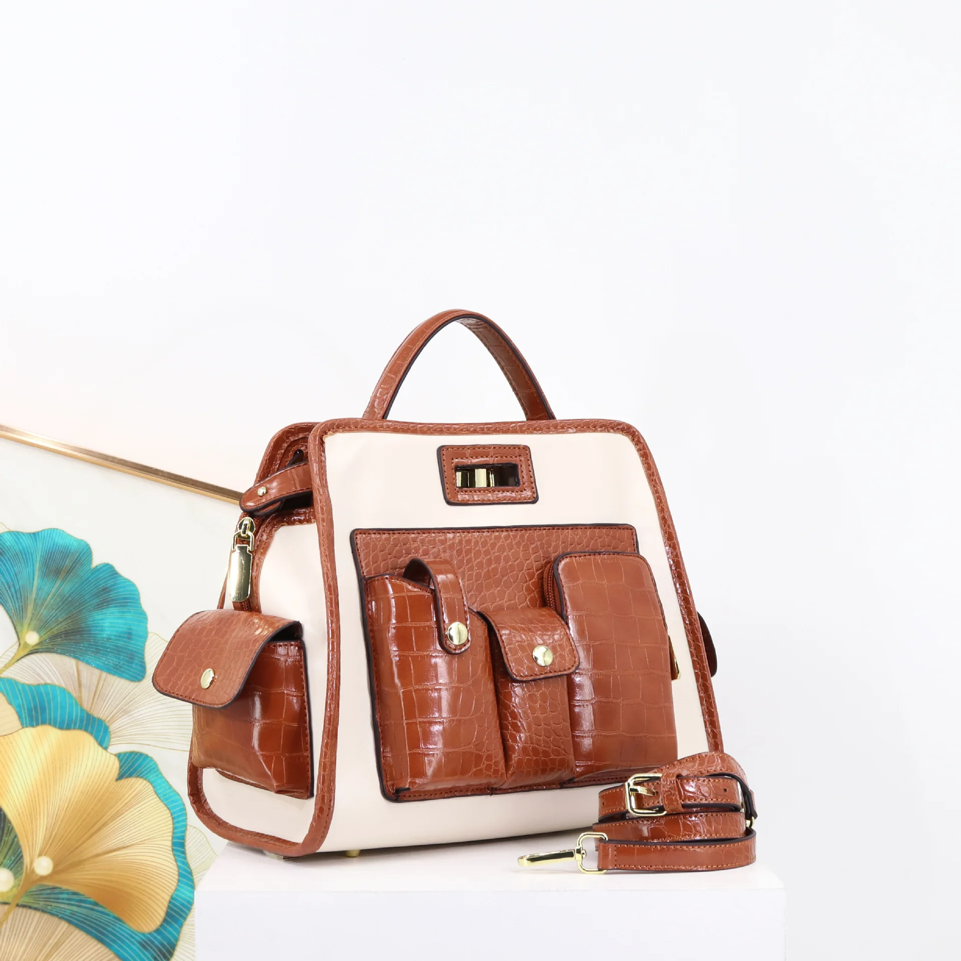 Luxury Designer Brand's New High Quality Crocodile Print Handbag Women's Fashion Contrast Color Shoulder Crossbody Bag Hot Sale
