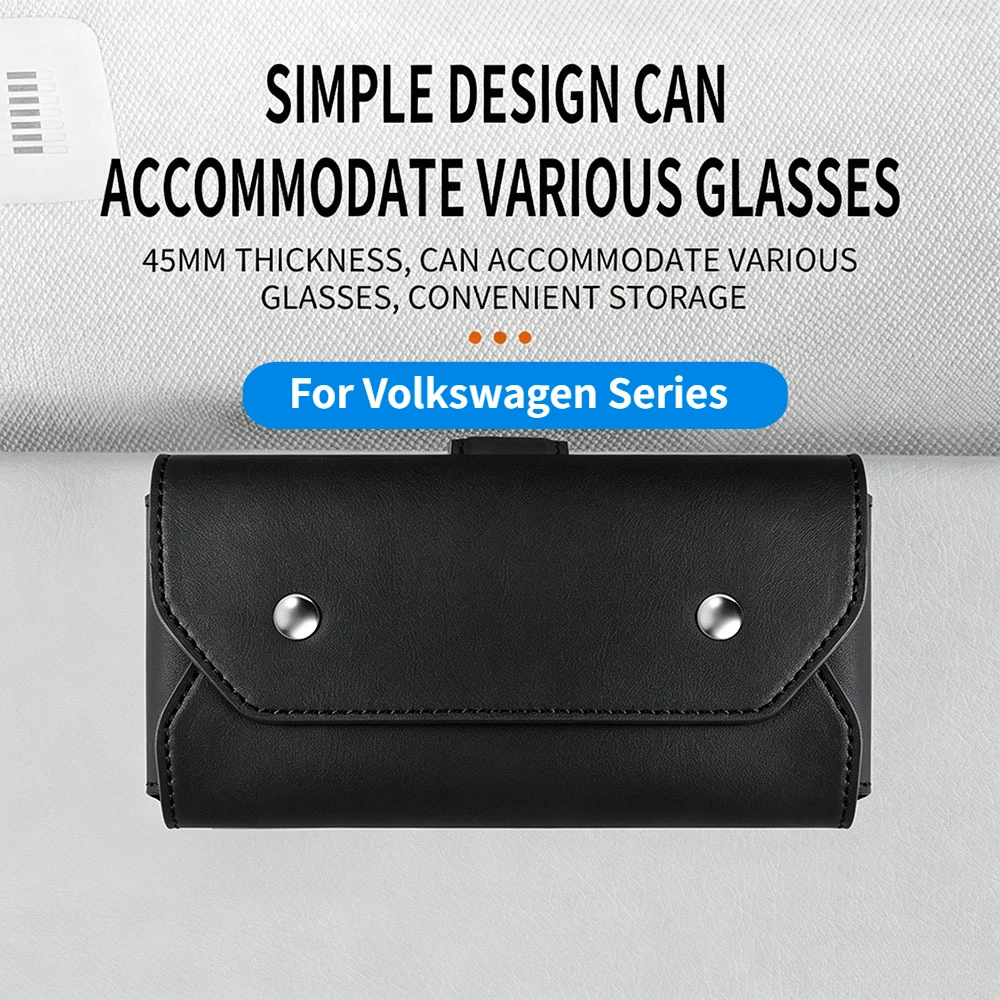 For Golf Jetta Passat Arteon T-Roc Polo Magnetic Car Sun Visor Glasses Holder Wear-Resistant Sunglasses Protective Box Closure