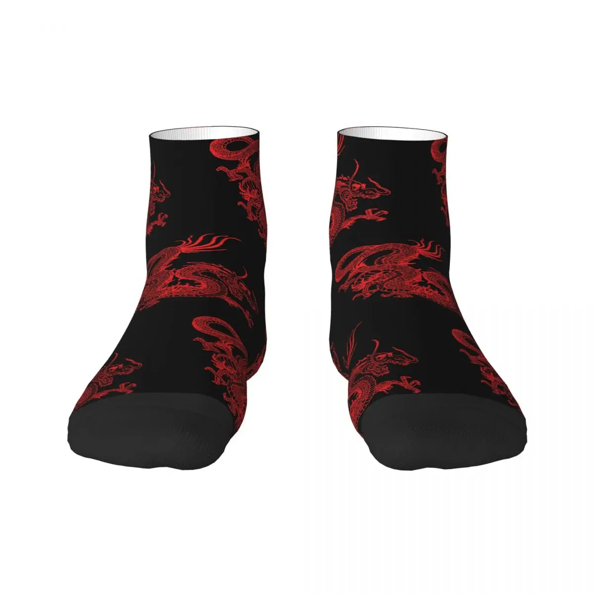 Red Chinese Dragon Dress Socks for Men Women Warm Fashion Novelty Asian Oriental Style Art Crew Socks