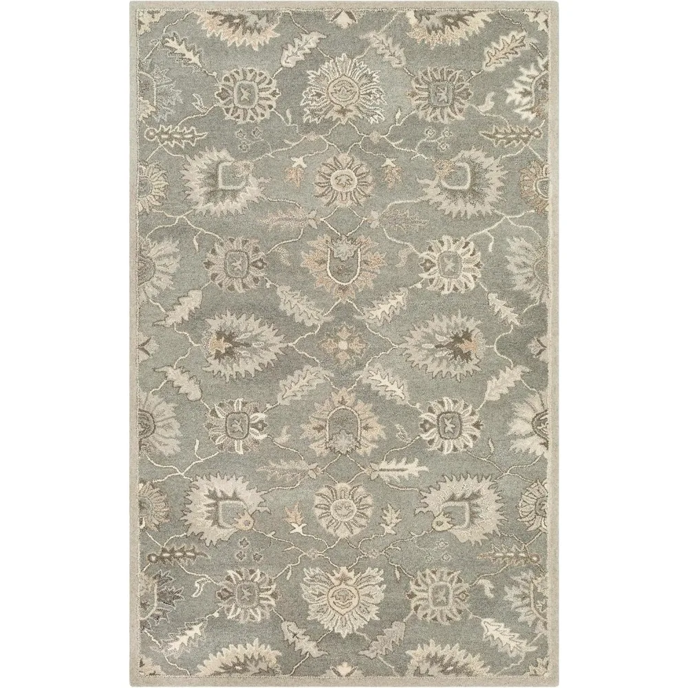 Tappeto tradizionale grigio antracite marrone crema, 5x8 piedi, perfetto per soggiorno, camera da letto, cucina, auto in misto lana di alta qualità