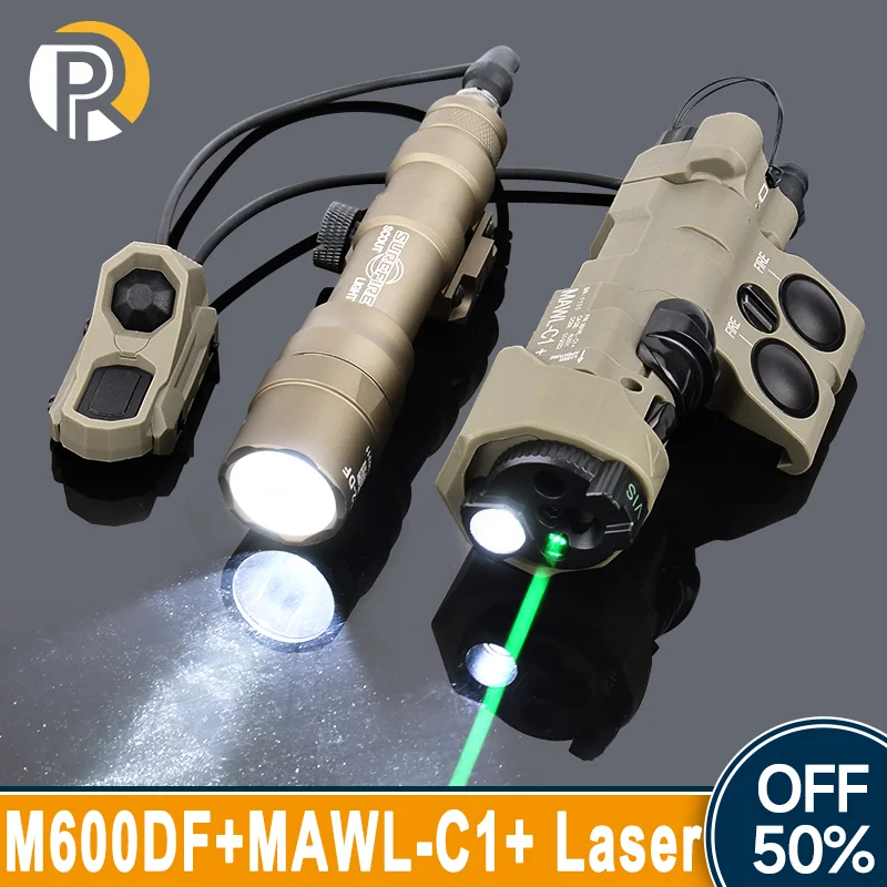 

SF M600DF Flashlight Hight Power 1400lumens White Light Tactical MAWL Red Green Blue Laser Dot Aimming IR Fill Hunting Light