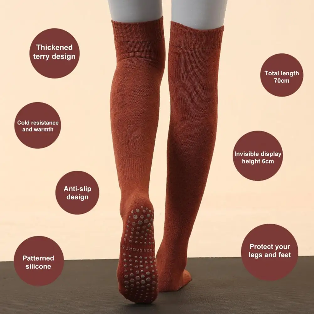 1 Pair Autumn Winter Over Knee Long Socks Super Soft Yoga Socks Anti-slip Bottoms Warm Socks Stockings Women Lolita Warm