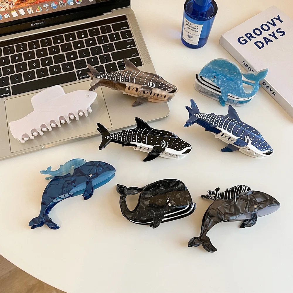

Refreshing World Dolphins Whales Sharks Hair Claw Marine Animals Acetate Hair Claw Clip Crabs Hair Accessories for Women Girls