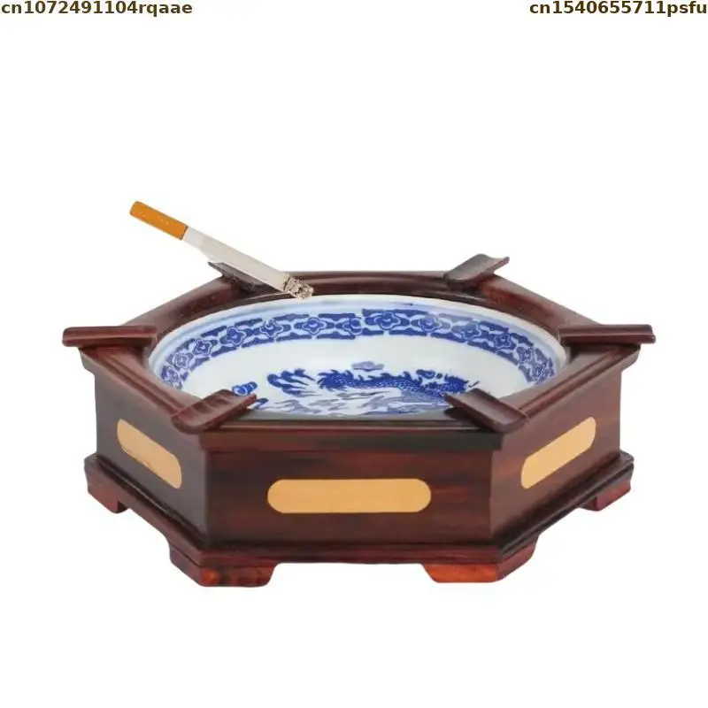 Chinese Style Solid Wood Ashtray Clean Patio Office Home Miniature Desktop Cigar Holder For Smoking Office Home Decoration