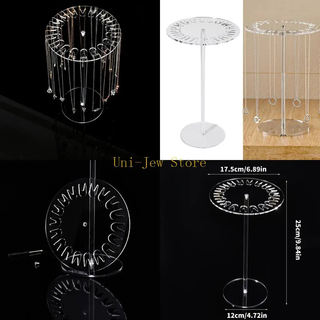 

40GB Sturdy Acrylic Jewelry Storage and Display Rack With Rotating Base For Multiple Necklace Hanging And Quick Assembly