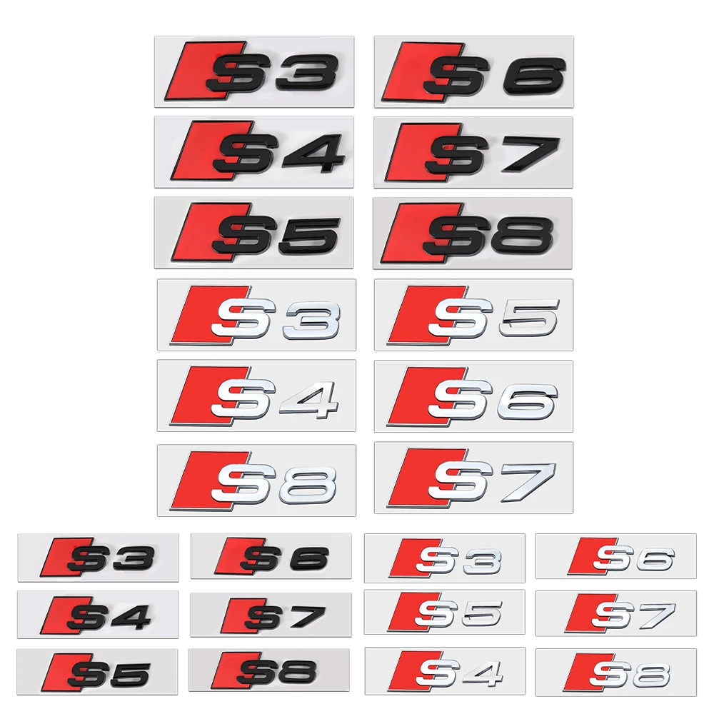 3D ABS Chrome Black Logo S3 S4 S5 S6 S7 S8 Emblem Car Trunk Badge Sticker Valve Cap For Audi RS 8P 8V B6 B8 B9 8T C4 C6 C7 C8 S5 - view 2