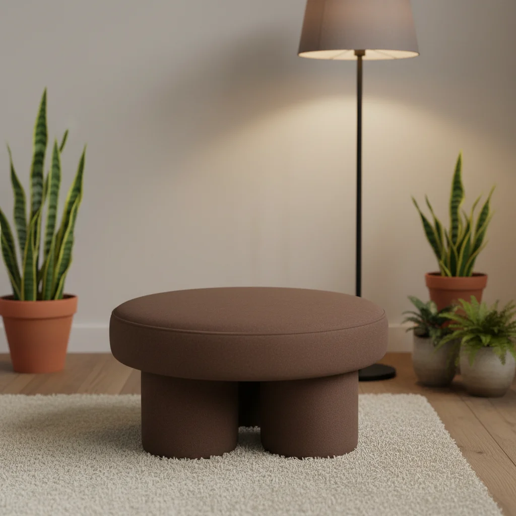 Customized Color Logo Eco-Friendly European Modern Design Handmade Finish Ottoman Pouf Tufted Fabric Plywood Frame Hotel Villa