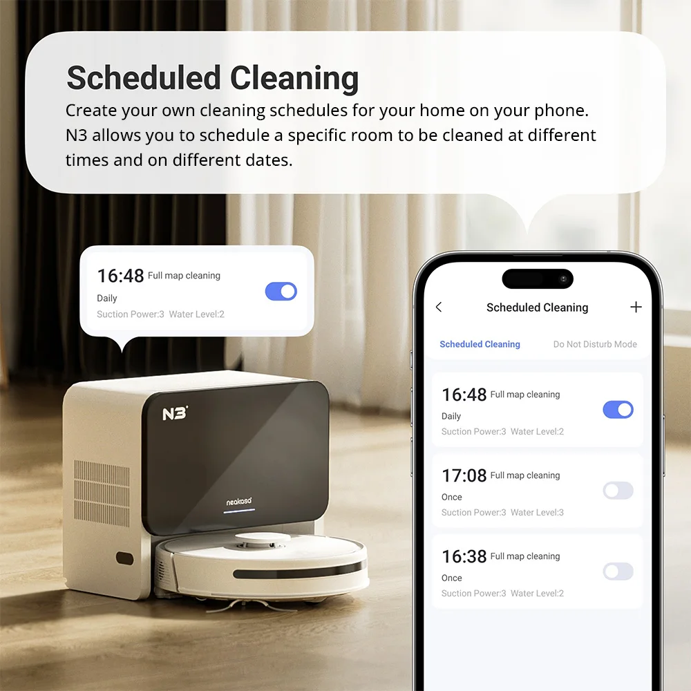 Neakasa NoMo N3 Vacuum Cleaner Robot with Self-Emptying Station 4000Pa Suction LDS + SLAM Navigation 2.5L Dustbin Home Appliance