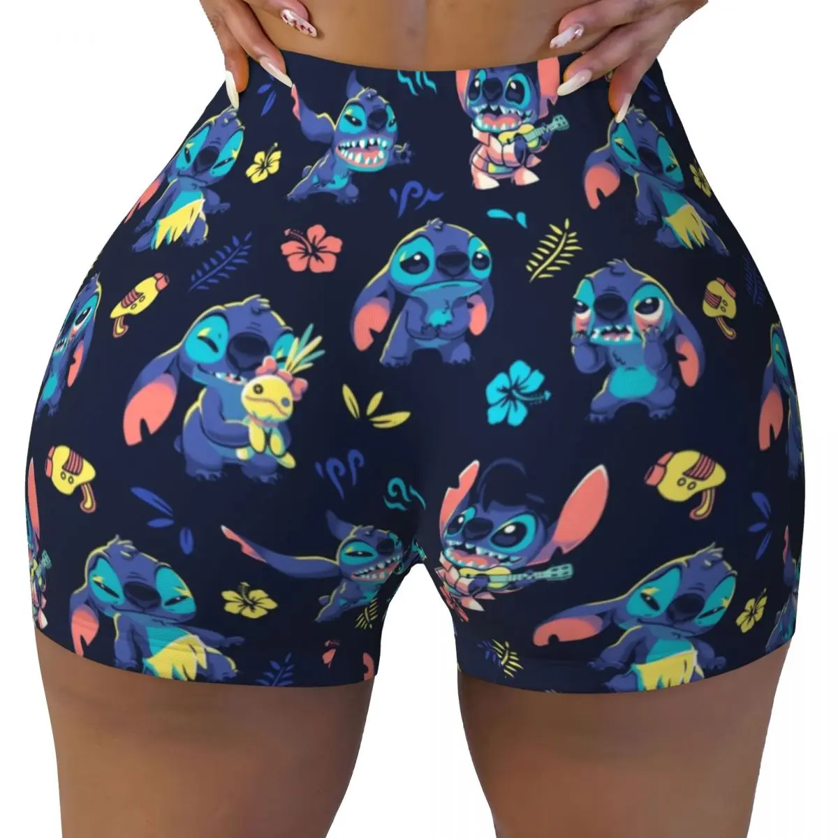 

Custom Stitch Pattern Gym Volleyball Biker Shorts for Women Anime Cartoon Workout Yoga Shorts