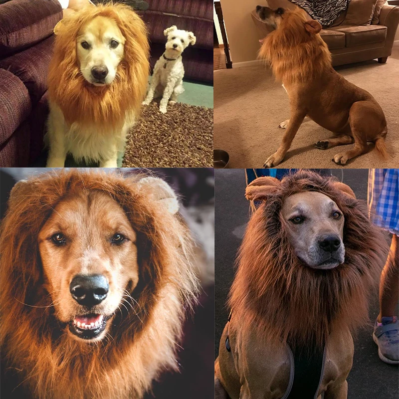 DualPet Cute Pet Dog Cosplay Clothes Costume Lion Mane Winter Warm Pet for Large Dogs  Party Decoration