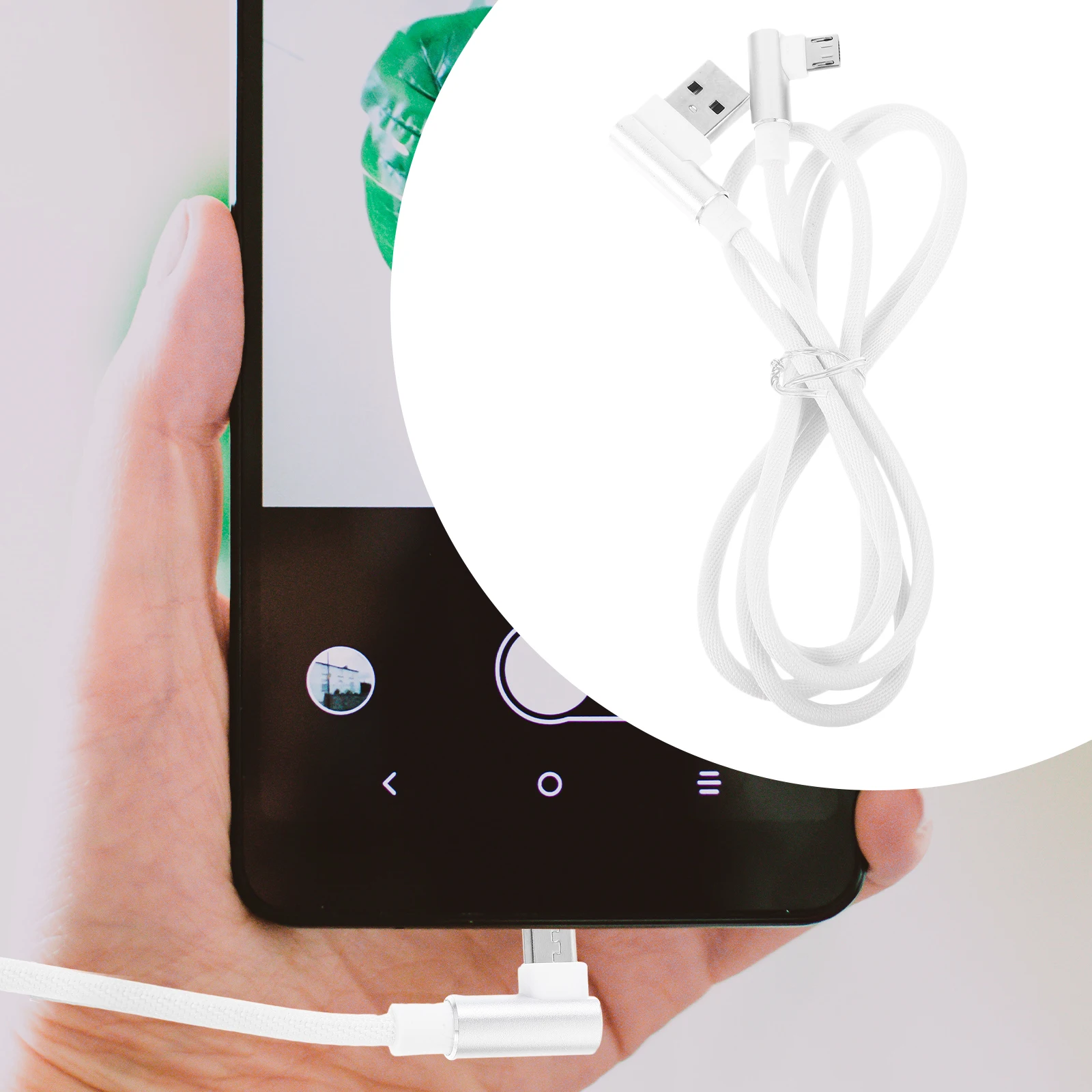 

1m Durable Braided Micro USB Cable Right Angle Fast Charging Data Sync Cord Heavy Duty Nylon for Devices