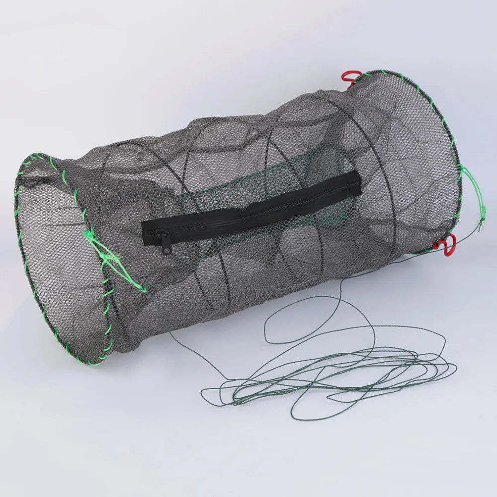 1pcs Telescopic Foldable Steel Wire Nylon Fishing Net Crayfish Crab Trap Shrimp Lobster Cage Collapsible Portable Fold Network