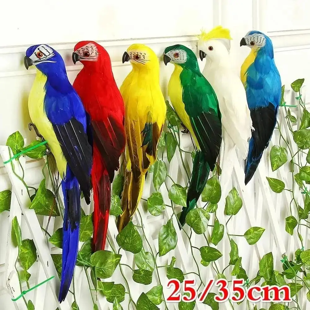 1 Pcs 25/35cm Handmade Simulation Parrot Creative Feather Lawn Figurine Ornament Animal Bird Garden Bird Prop Home Decor