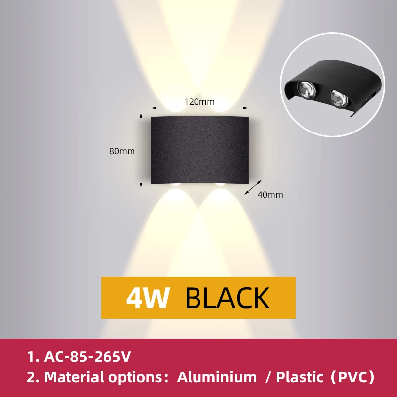 Wandlamp Waterdicht Exterieur Aluminium Tuin Straat Buiten Led Binnenplaats Lamp Glans Veranda Huishoudelijke Apparaten Gevel Lamp