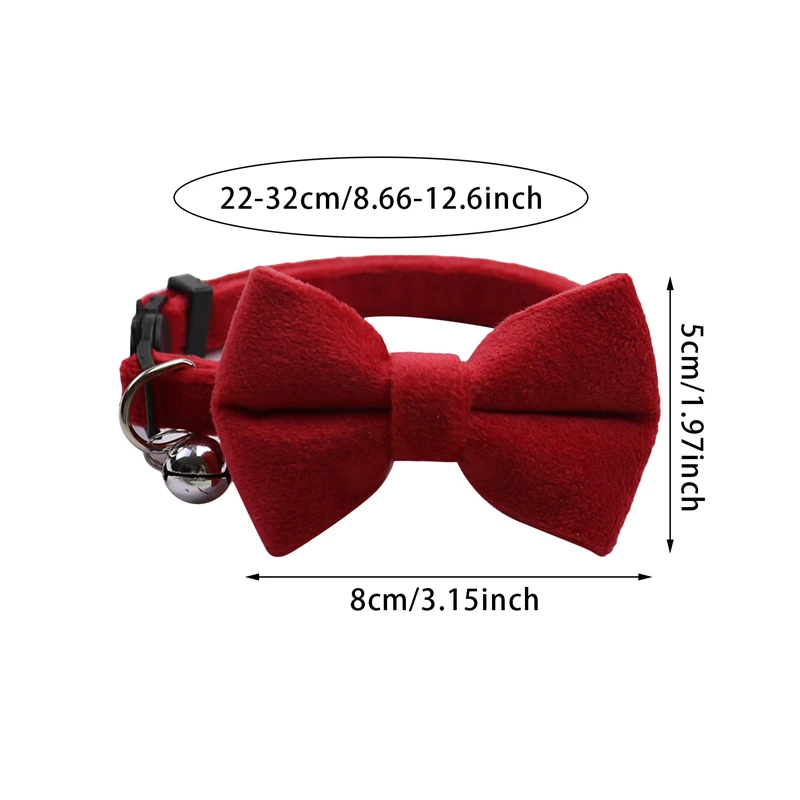 Safety Elastic Bowtie Cat Collar Bell Adjustable Buckle Bow Tie Plush Collar Small Dog Velvet Pet Supplier Suede Collar