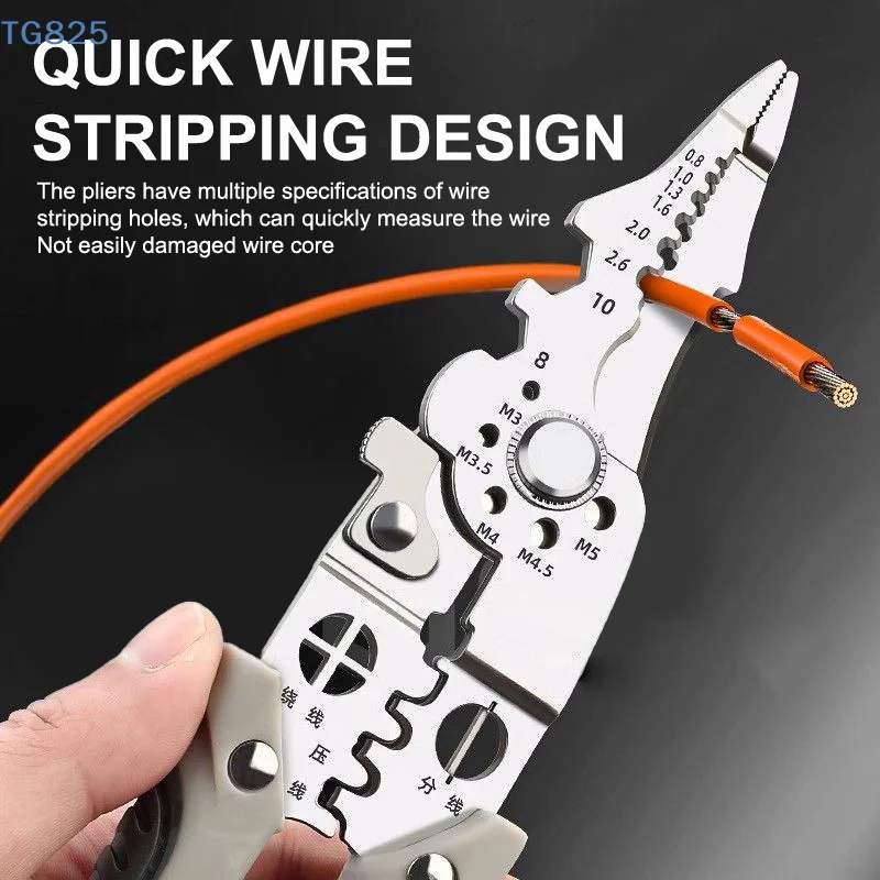 【AN】【AN】Multifunctional Wire Stripper Cable Cutter Pliers Non-slip Decrustation Pliers Electrical Cable Pulling Stripping Tools