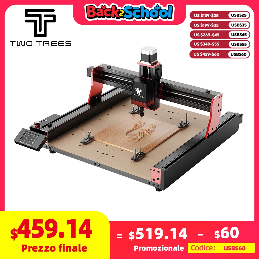 

TwoTrees TTC450 Pro CNC Router Machine 4 Axis For Laser Engraving Cutting and cnc Machine GRBL Control Woodworking DIY Creation