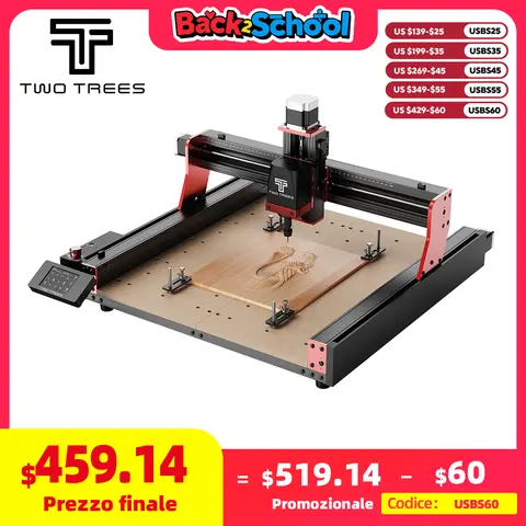 TwoTrees TTC450 Pro CNC 기계, 레이저 조각 절단 및 CNC 루터 GRBL 제어, 목공 DIY 제작, 4 축